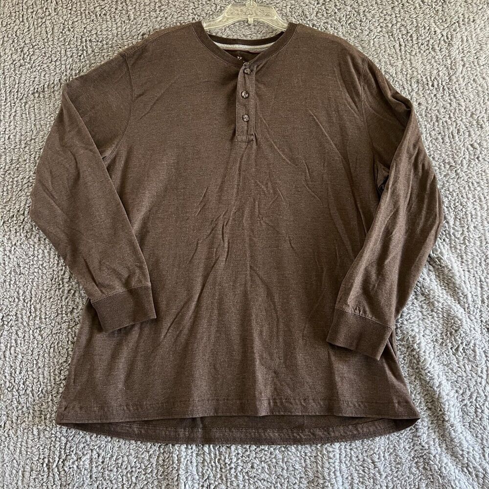 Outdoor Life Shirt Mens XXL Wilderness Sueded Henley Long Sleeve Brown Hiking